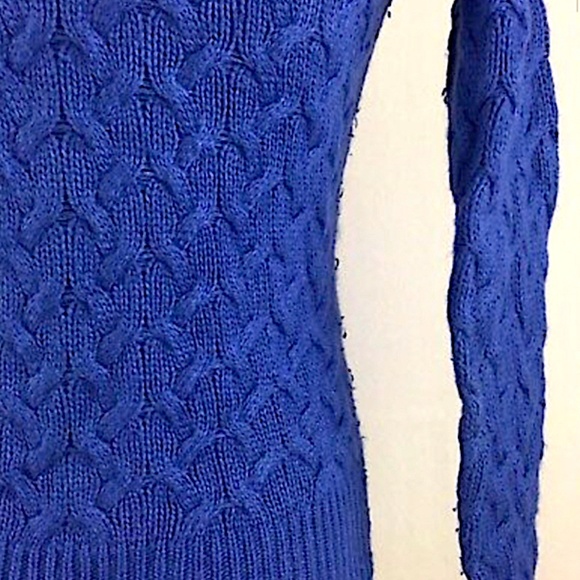 J.Crew Classic Blue Cable-Knit Crewneck Sweater - Picture 9 of 12